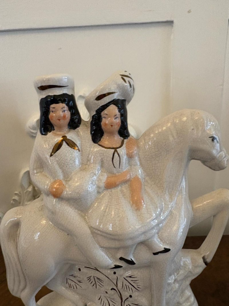 Pair of Antique Staffordshire Flat Back Figures on Horseback - Image 5